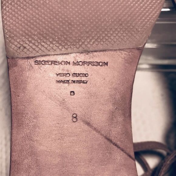 SIGERSON MORRISON tan ankle strap flat sandal 8 - Picture 6 of 7